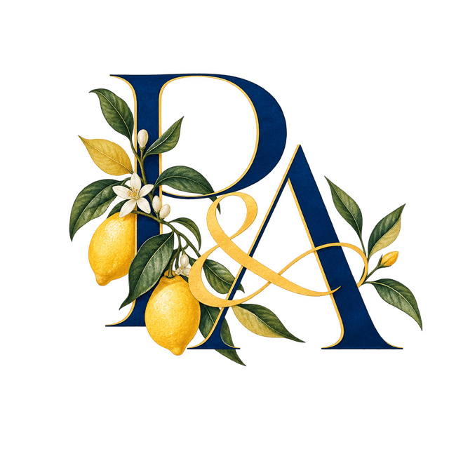Monograma de Pedro e Alicia com limões